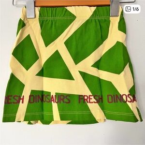 Fresh Dinosaurs amazing geometric girl’s skirt. Green and cream. 100% organic